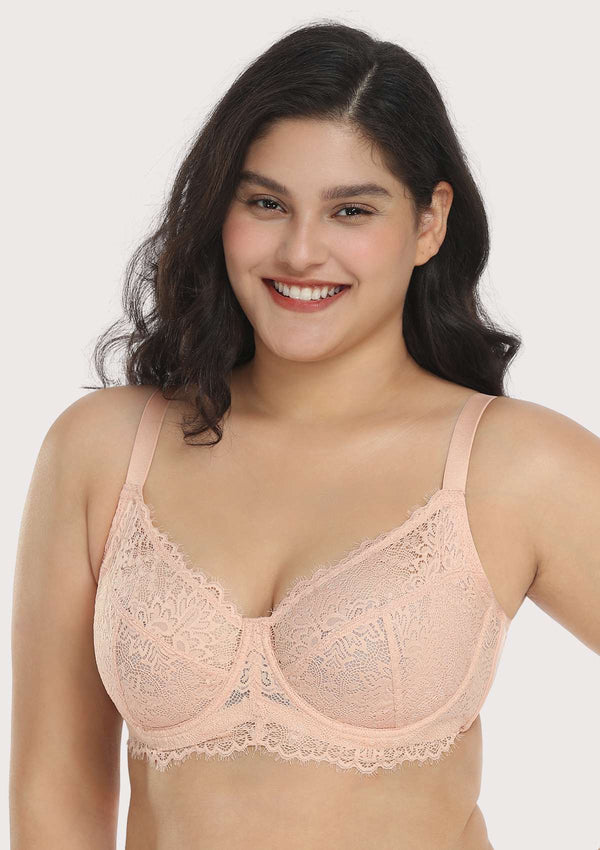 HSIA Sunflower Matching Bra And Panties Set: Comfortable Plus Size Bra - Pink / 38 / C