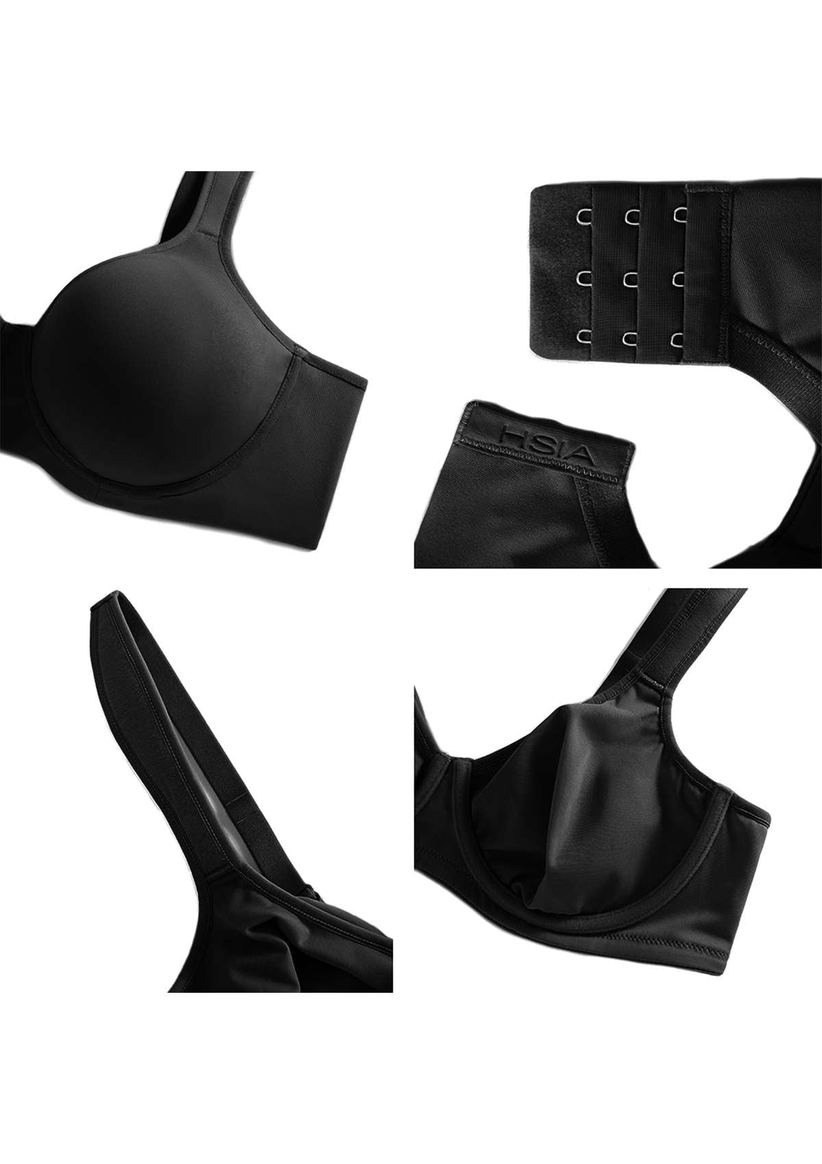 HSIA Joan Soft T-shirt Unlined Non-Padded Soft Cup Minimizer Bra - Black / 38 / DDD/F