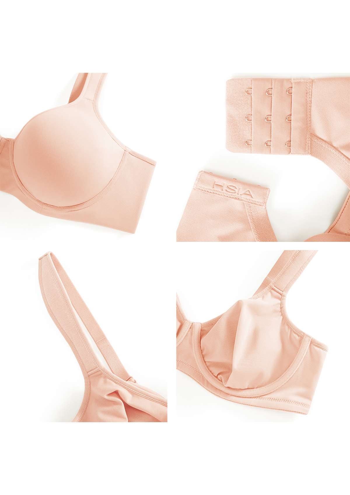 HSIA Joan Ultimate Soft T-shirt Unlined Underwire Minimizer Bra - Light Pink / 44 / D