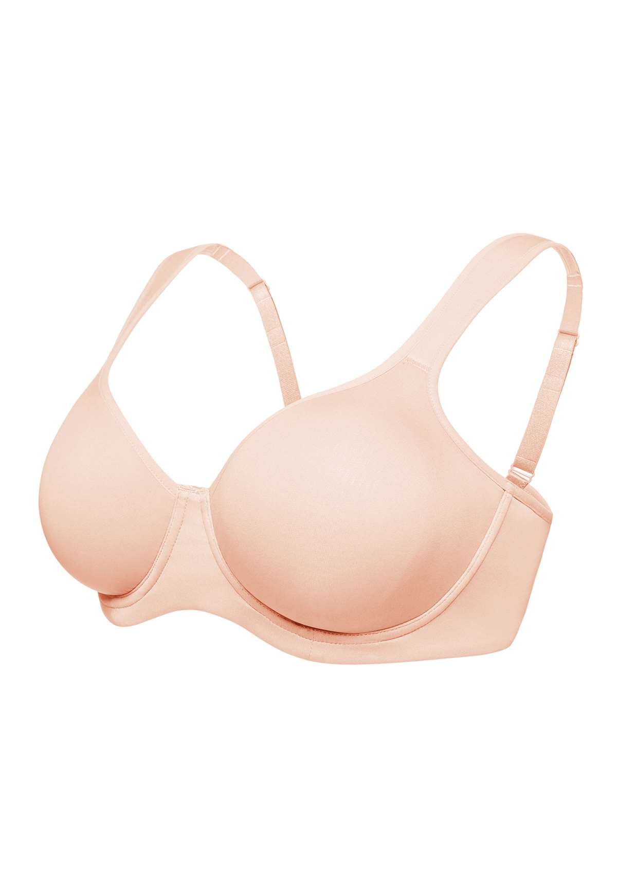 HSIA Joan Ultimate Soft T-shirt Unlined Underwire Minimizer Bra - Light Pink / 46 / D