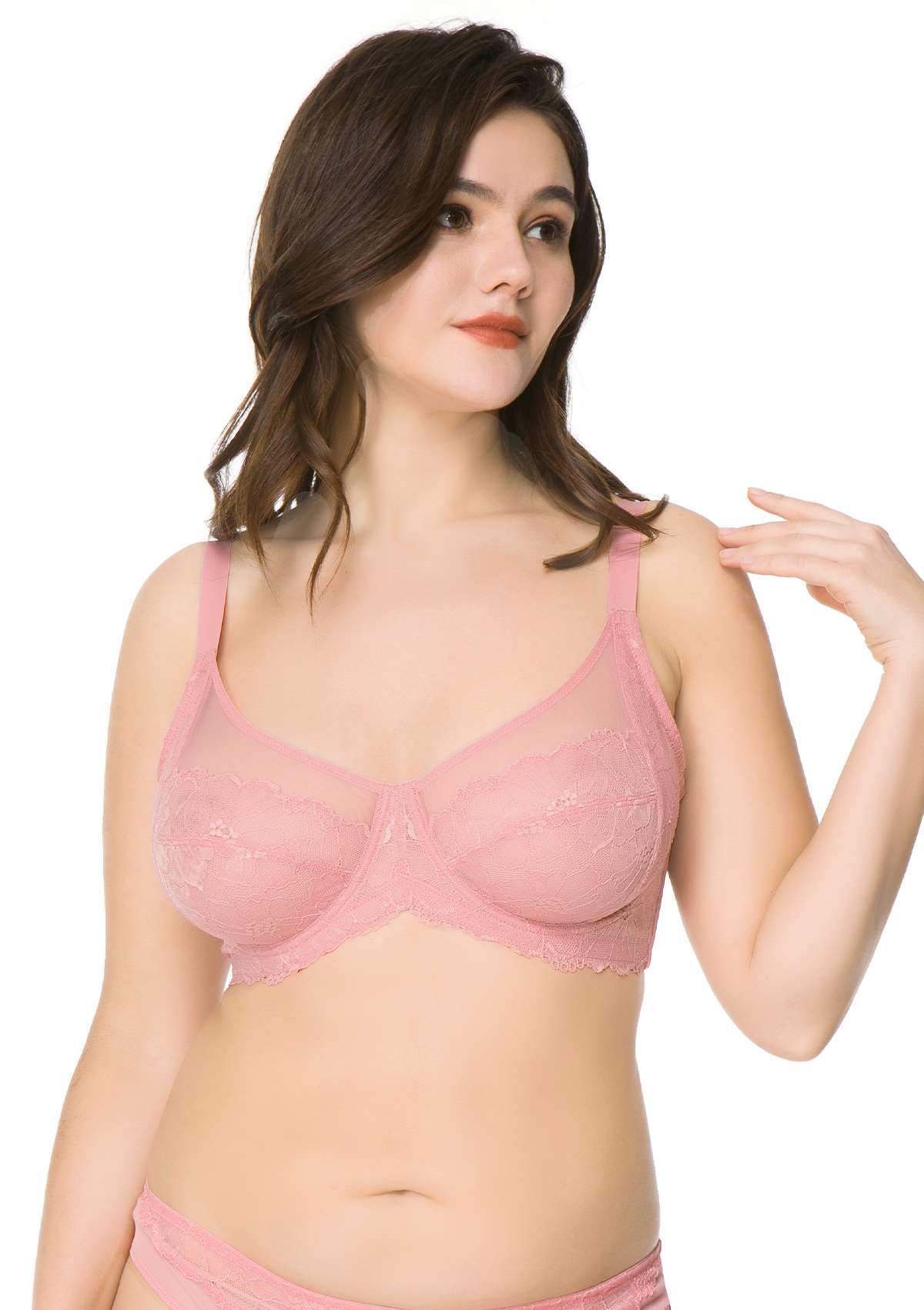 Hyacinth Lace Underwire Minimizer Bra , HSIA - 38C / Pink