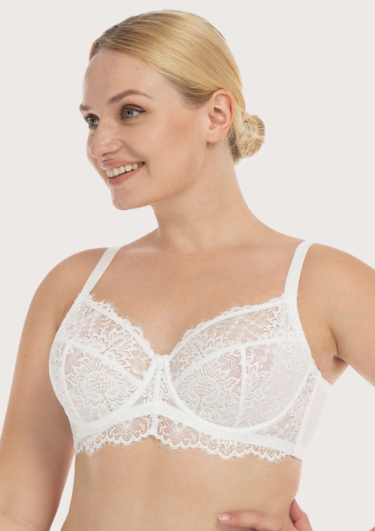 HSIA Sunflower Beautiful Bra: Full Figure Bra With Side Boob Support - White / 36 / DD/E