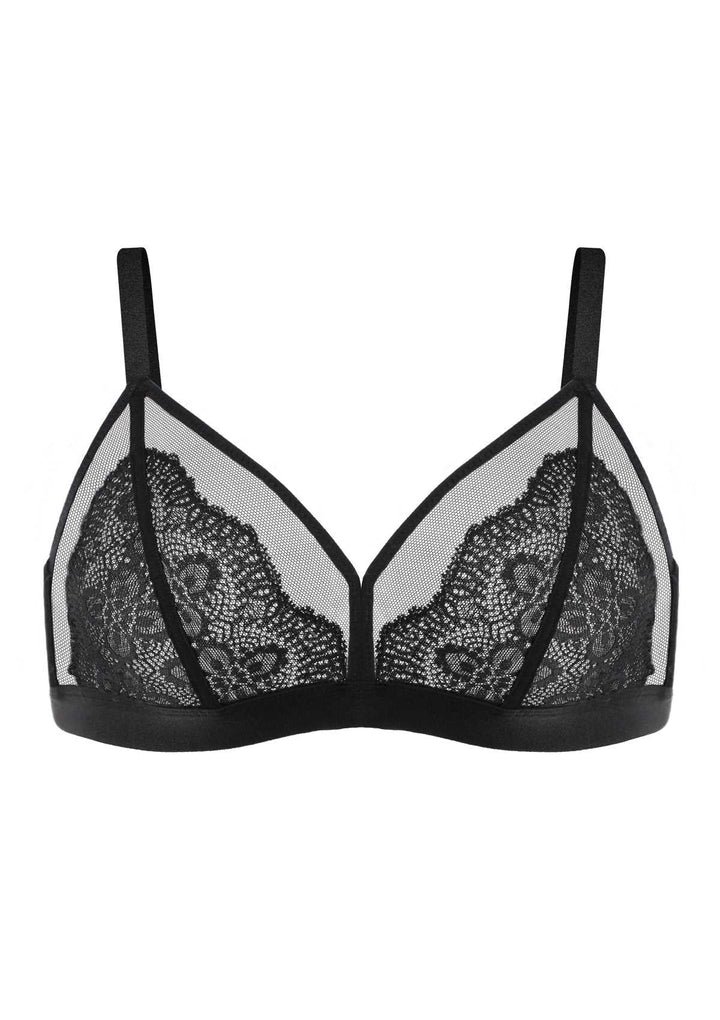 Triangle Transparent Unlined Wireless Lace Bralette | HSIA