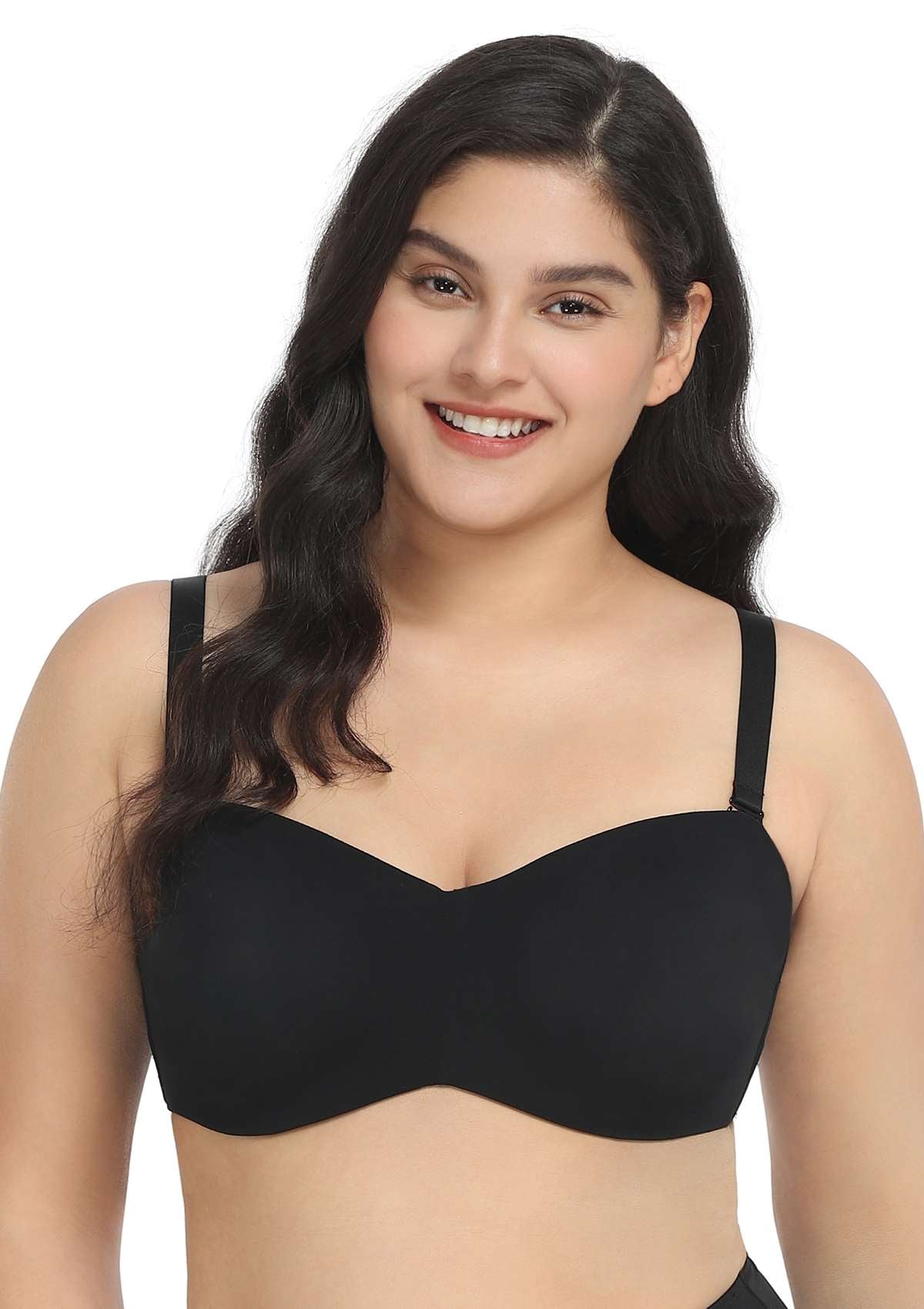 HSIA Shay Multiway Unlined Minimizer Secure Lifted Strapless Bra - 42 / D / Black