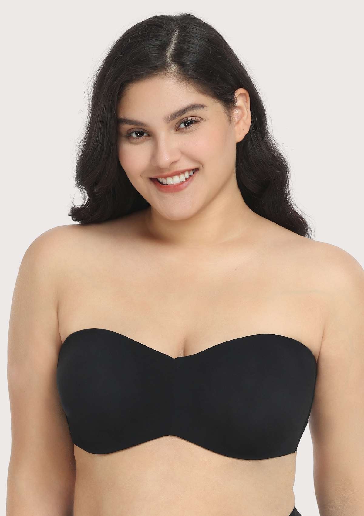 HSIA Shay Multiway Unlined Minimizer Secure Lifted Strapless Bra - 38 / DDD/F / Black