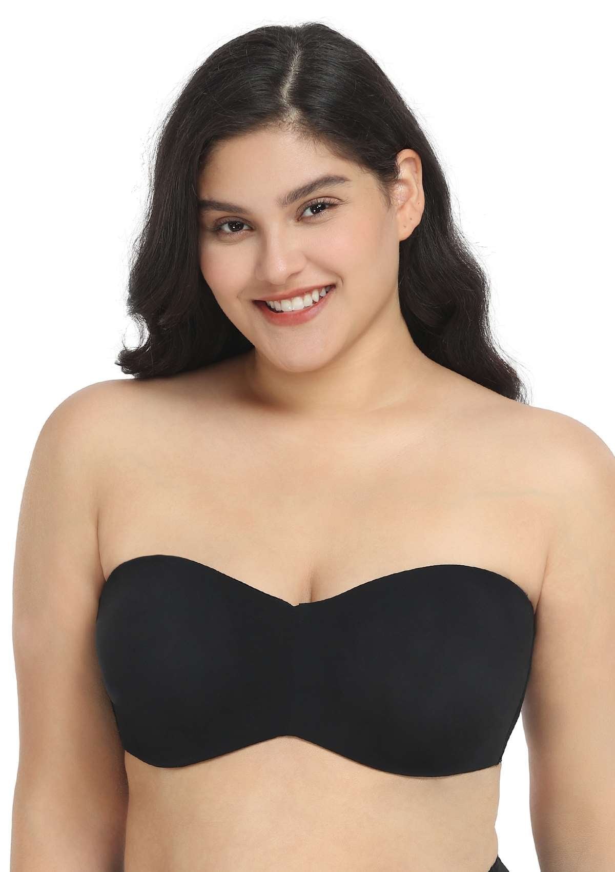 HSIA Shay Multiway Unlined Minimizer Secure Lifted Strapless Bra - 38 / DDD/F / Black