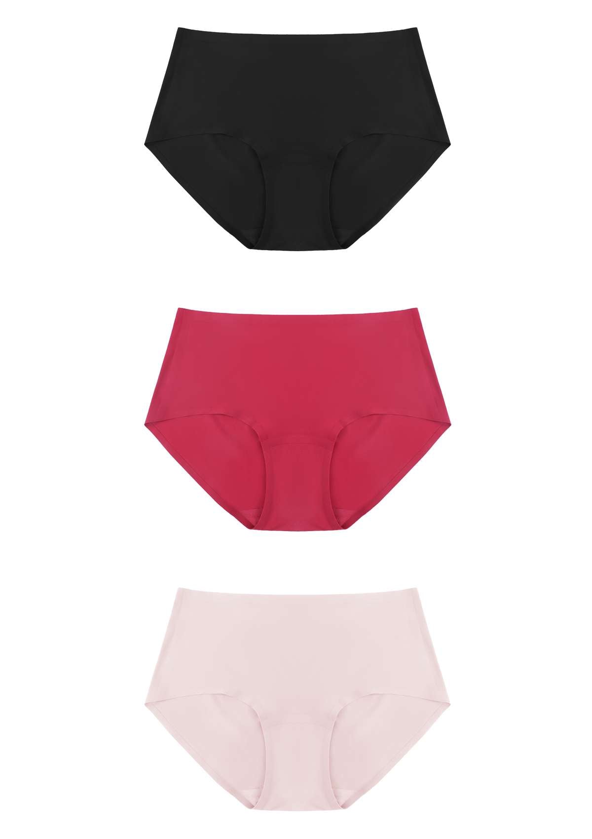 HSIA FlexiFit Soft Stretch Seamless Brief Underwear Bundle - 3 Packs/$15 / 2XL-4XL / Black+Red+Dusty Rose