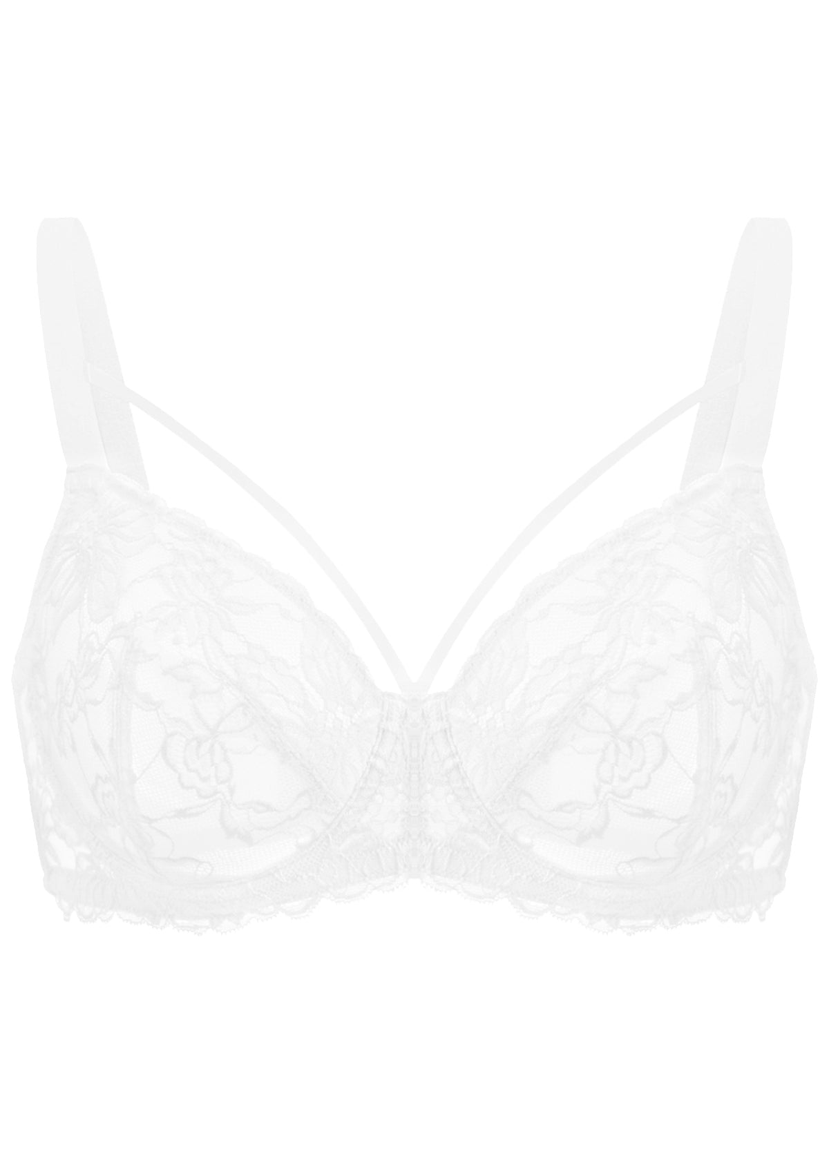 HSIA Pretty In Petals See-Through Lace Bra: Posture Support Bra - White / 34 / D