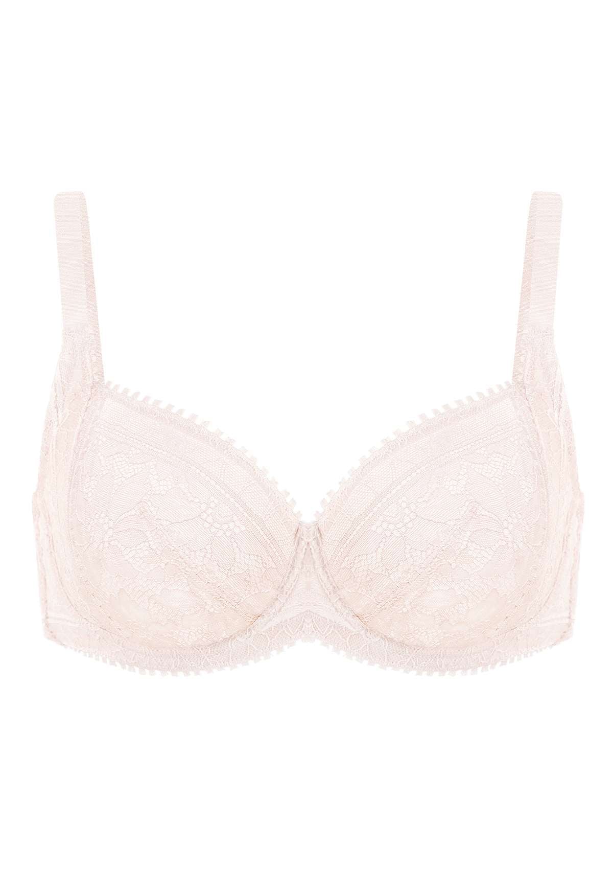HSIA Silene Floral Delicate Unlined Lace Soft Cup Uplift Bra - Champagne / 34 / D