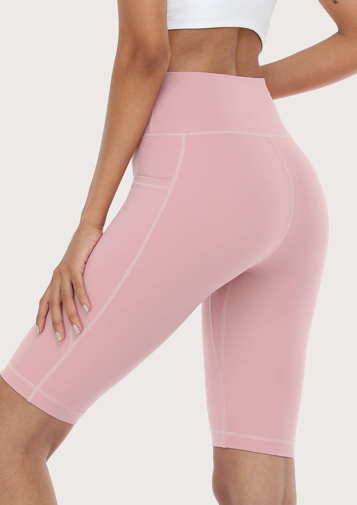 SONGFUL Fluent High-Waist Sports Bike Shorts - M / Long / Pink