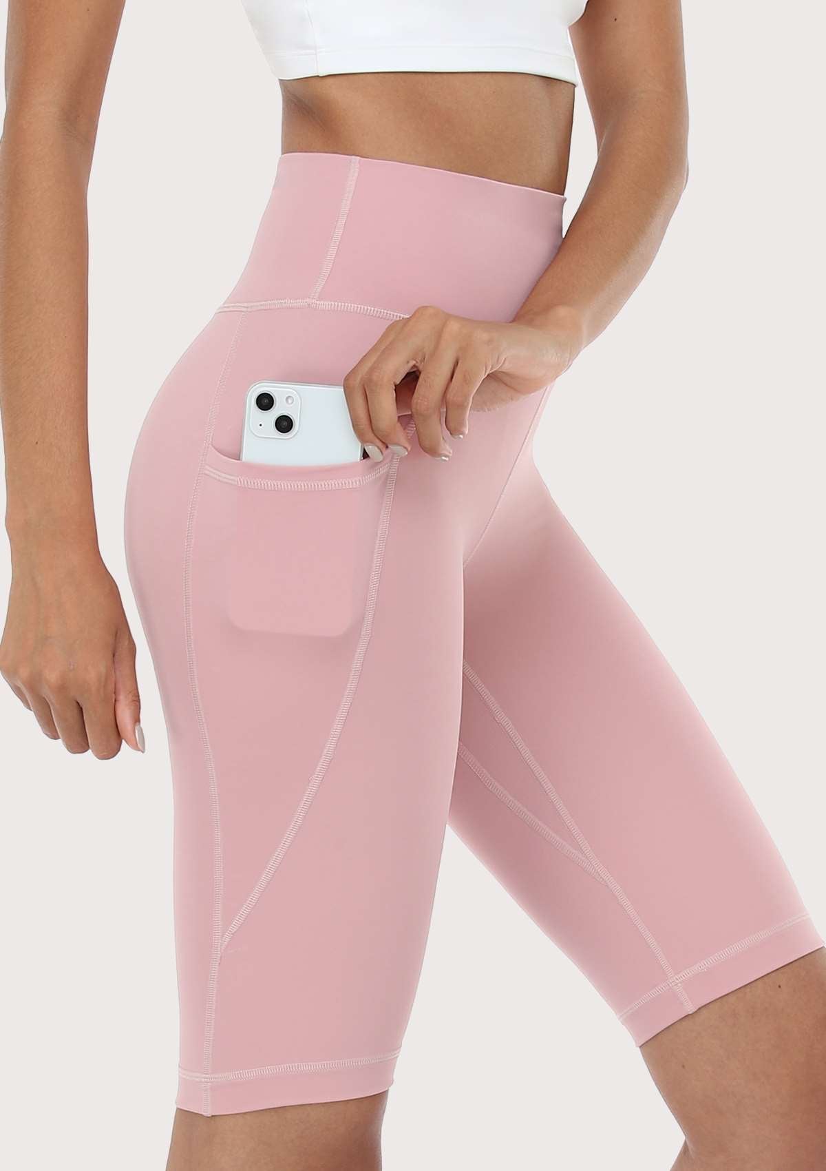 SONGFUL Fluent High-Waist Sports Bike Shorts - L / Long / Pink