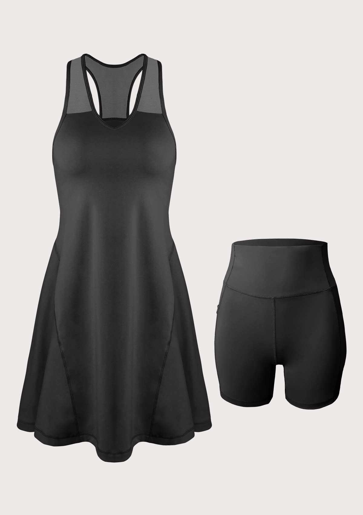 SONGFUL On The Move Sports Dress With Shorts Set - XL / Black