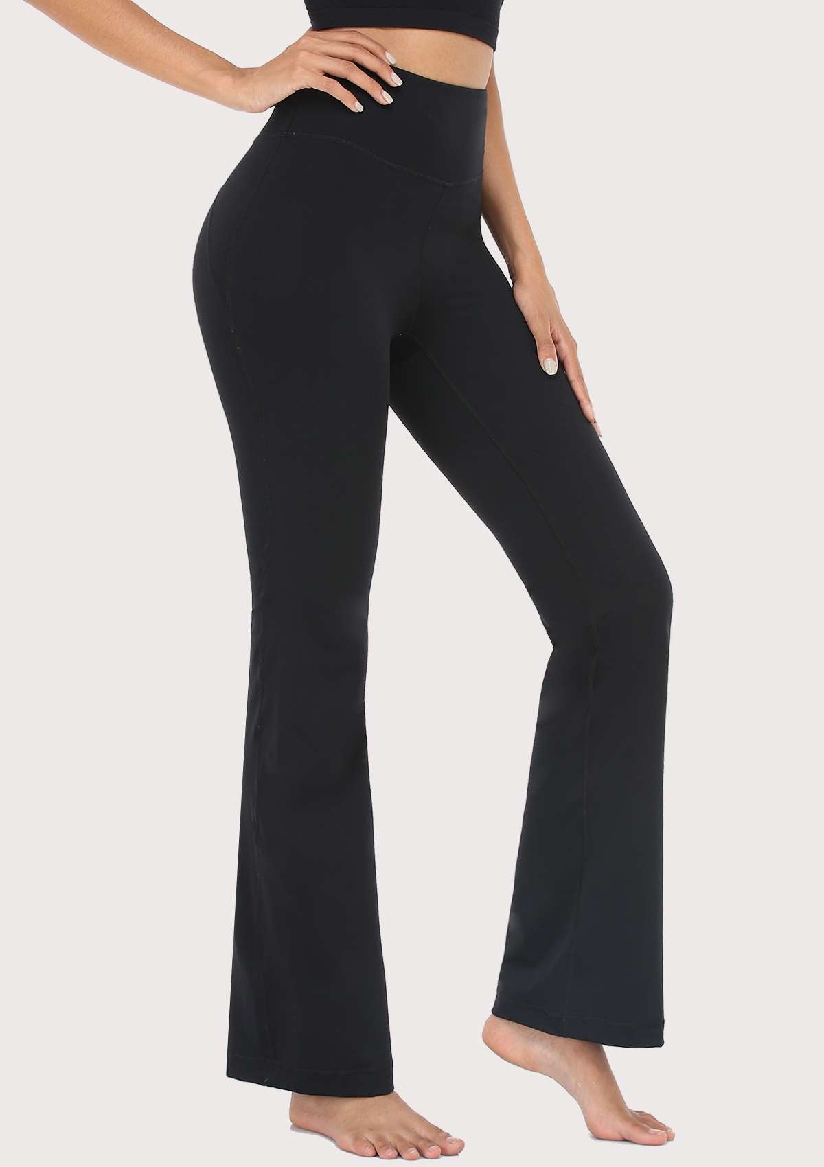 SONGFUL Smooth High Waisted Bootcut Yoga Sports Pants - L / Black