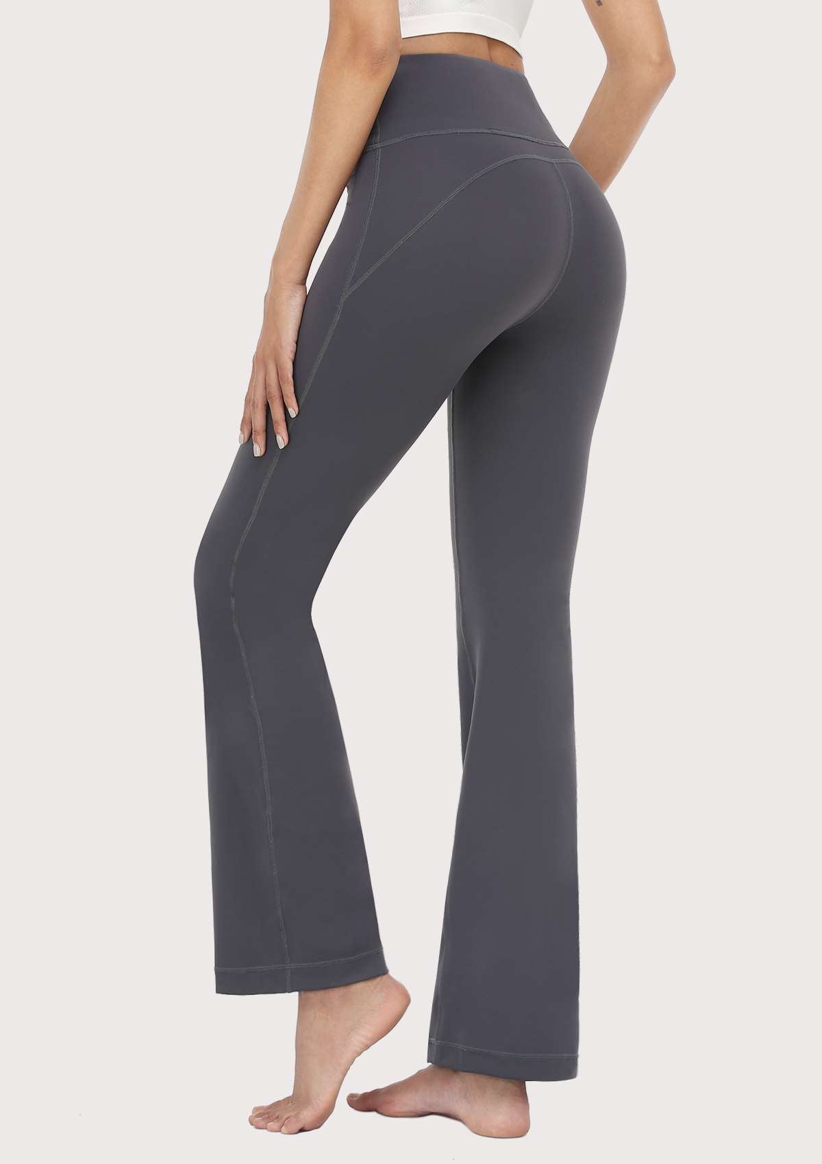 SONGFUL Smooth High Waisted Bootcut Yoga Sports Pants - XL / Dark Grey