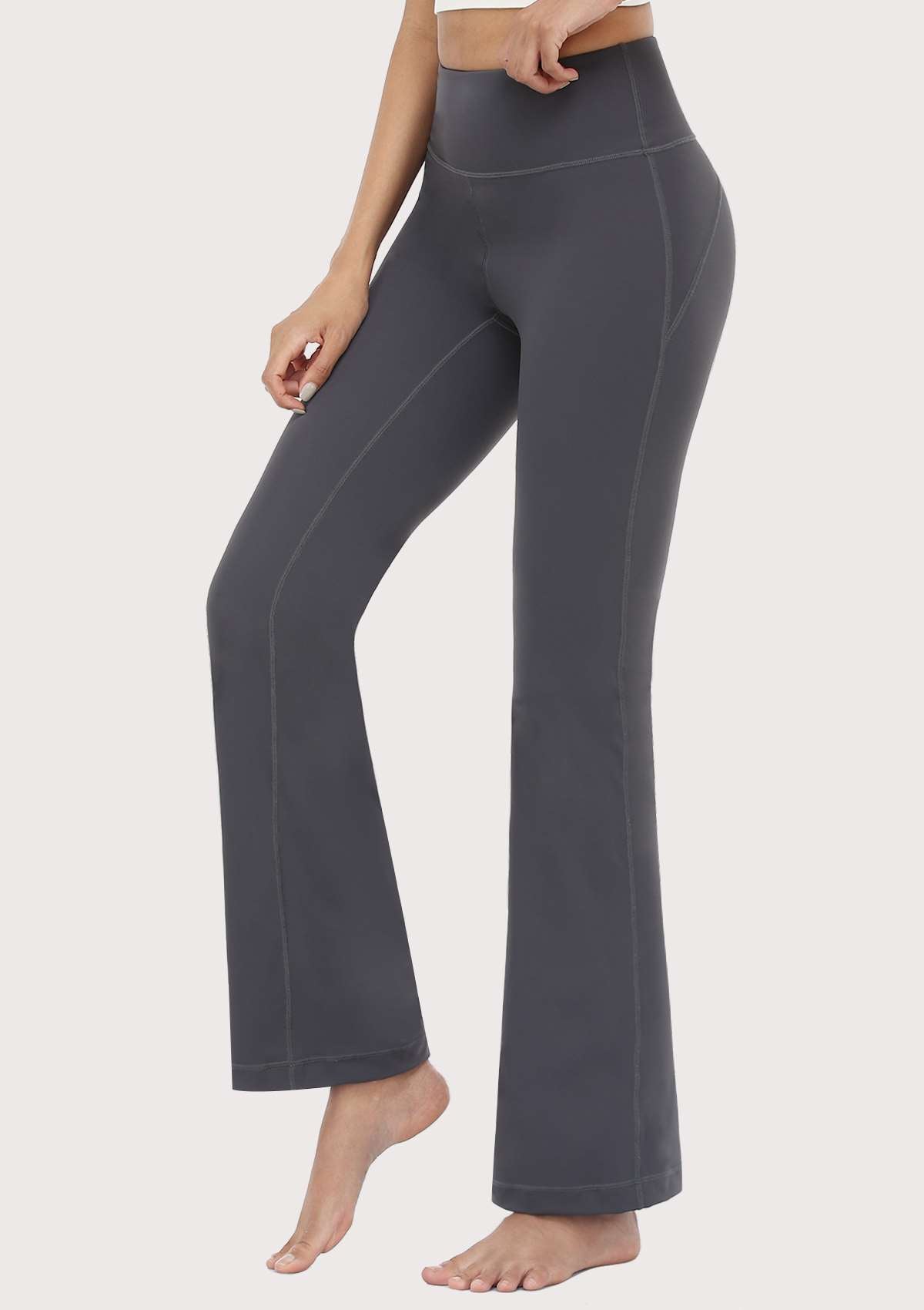 SONGFUL Smooth High Waisted Bootcut Yoga Sports Pants - L / Dark Grey