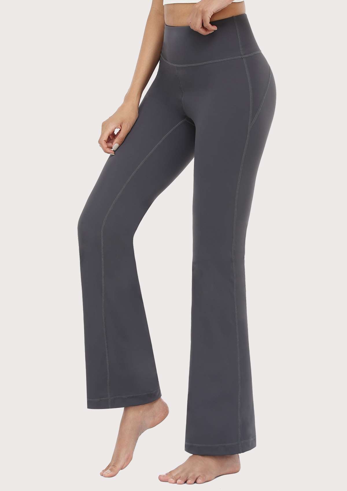 SONGFUL Smooth High Waisted Bootcut Yoga Sports Pants - XL / Dark Grey