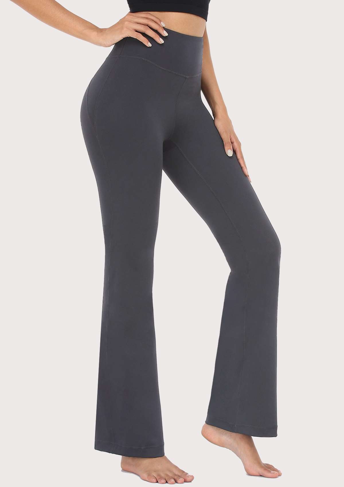 SONGFUL Smooth High Waisted Bootcut Yoga Sports Pants - L / Dark Grey