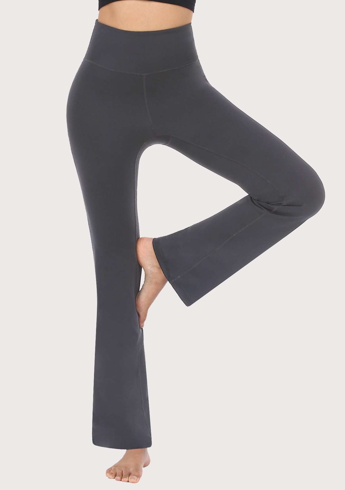 SONGFUL Smooth High Waisted Bootcut Yoga Sports Pants - L / Black