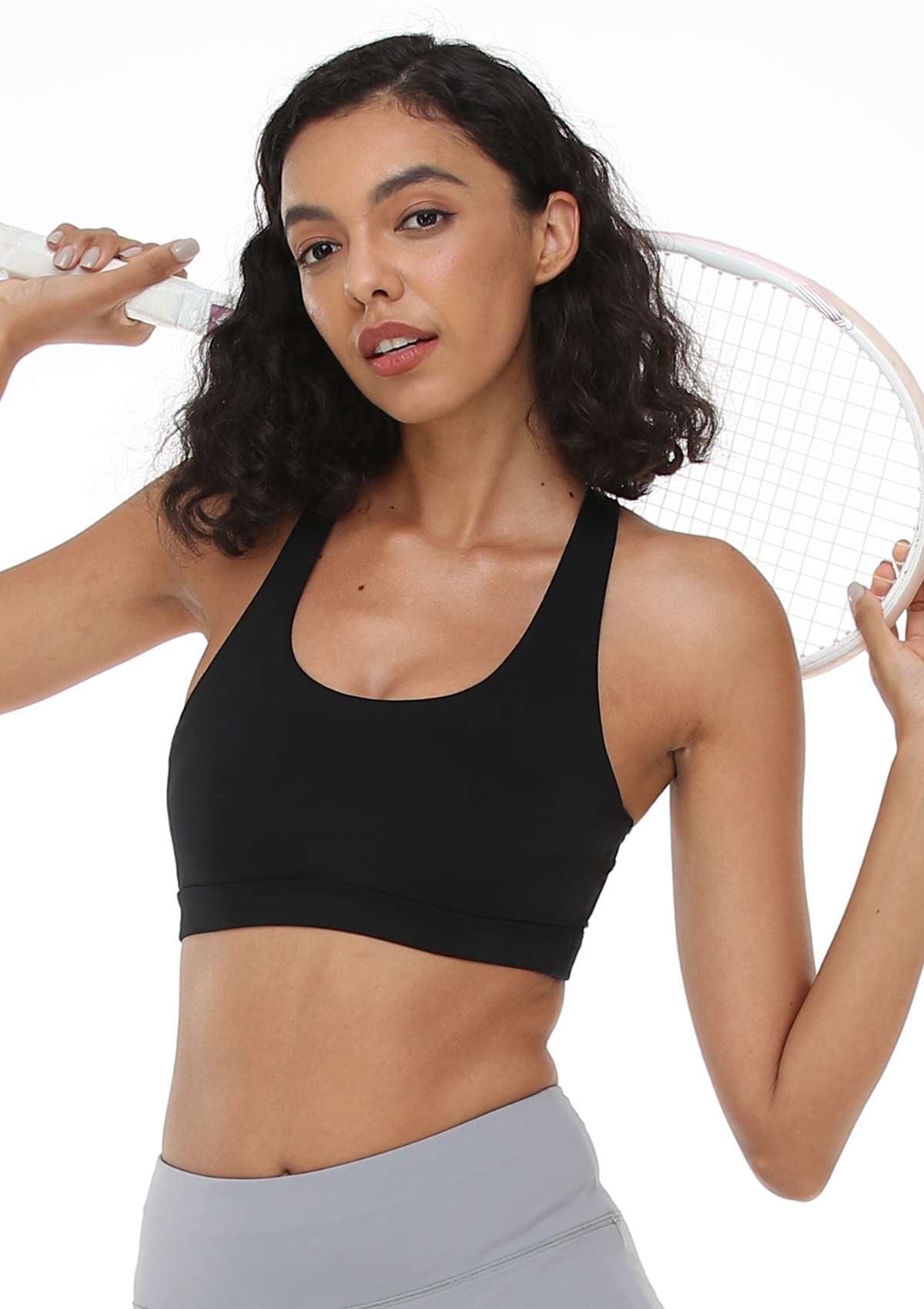 SONGFUL Vigor Low-Impact Chic Stylish Versatile Sports Bra - M / Black