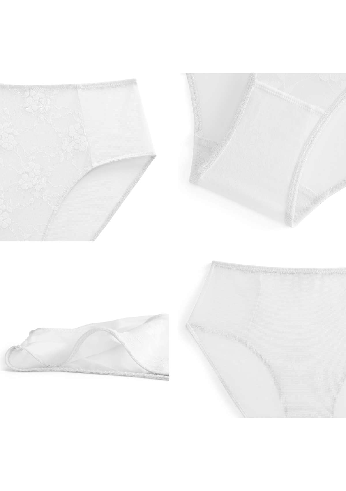 HSIA Spring Romance High-Rise Floral Lacy Panty-Comfort In Style - M / White