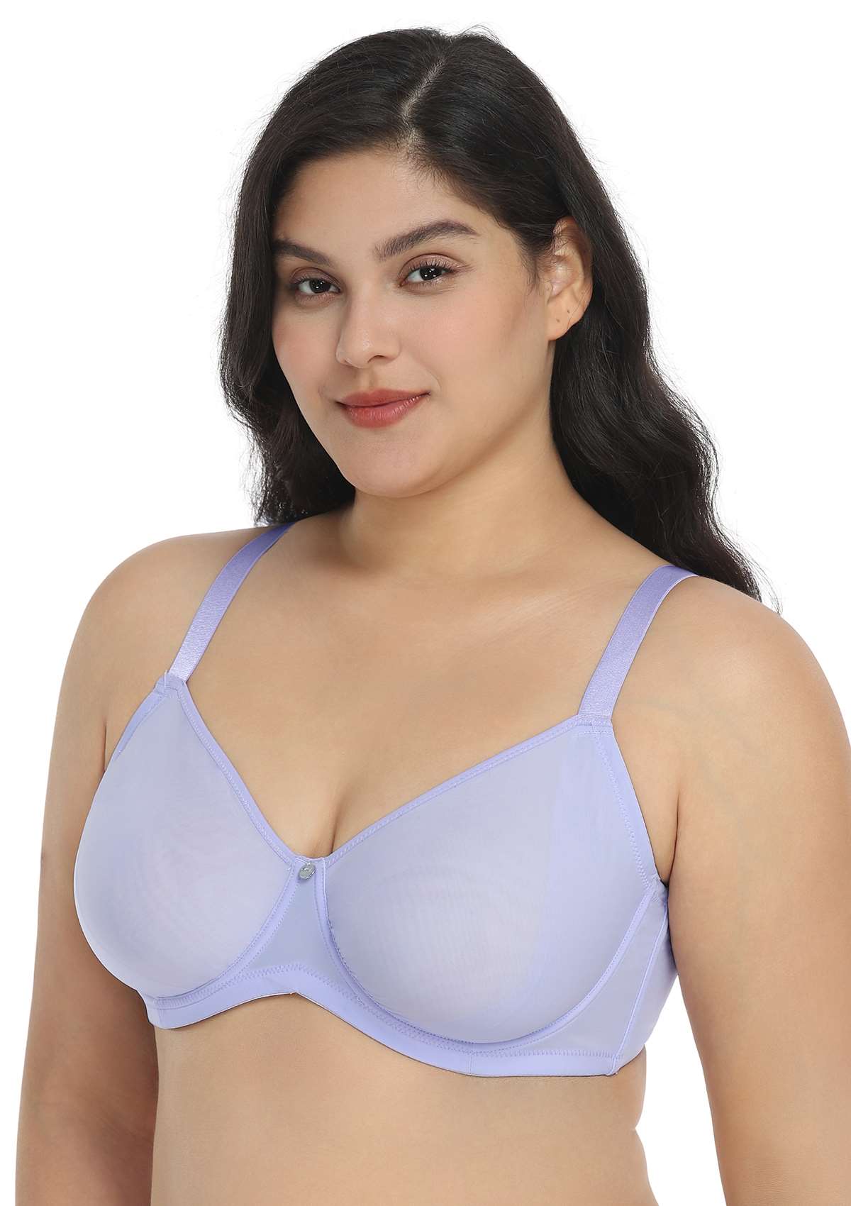 HSIA Marquita Ultimate Comfort Unlined Mesh Sheer Airy Underwire Bra - 44 / D / Black