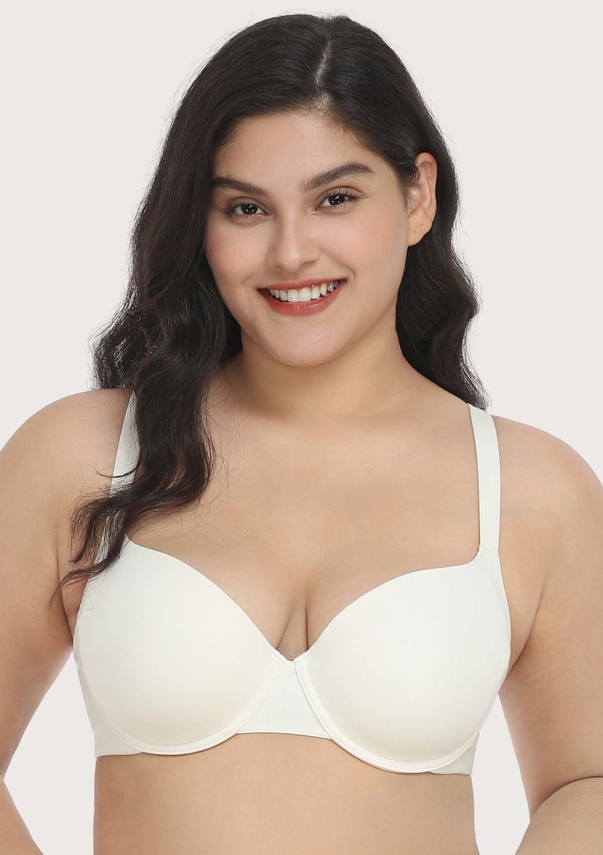 HSIA Virginia Lightly Padded Underwire Hypoallergenic T-shirt Bra - White / 36 / DD/E