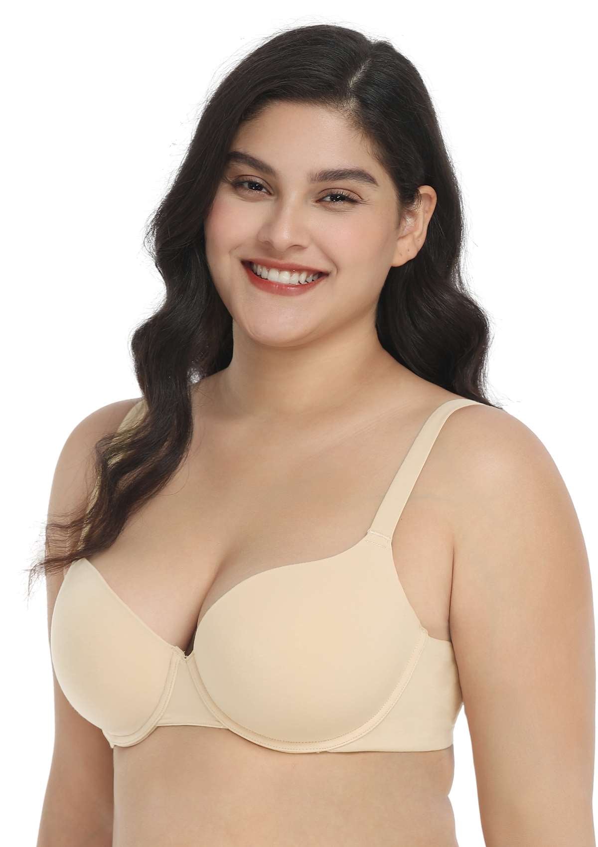 HSIA Virginia Lightly Padded Underwire Hypoallergenic T-shirt Bra - White / 38 / D