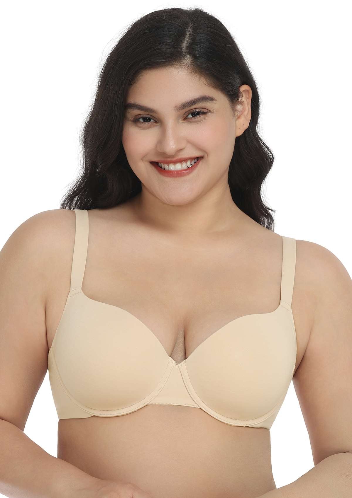 HSIA Virginia Lightly Padded Underwire Hypoallergenic T-shirt Bra - White / 36 / DD/E