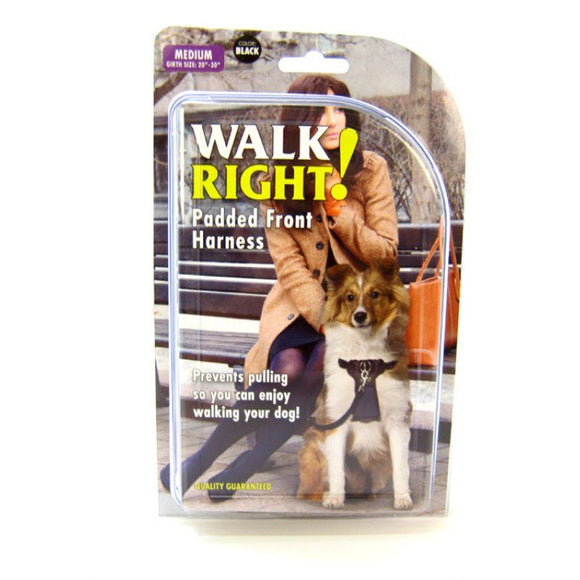 Walk Right Front Connected Dog Harness, Medium, Black