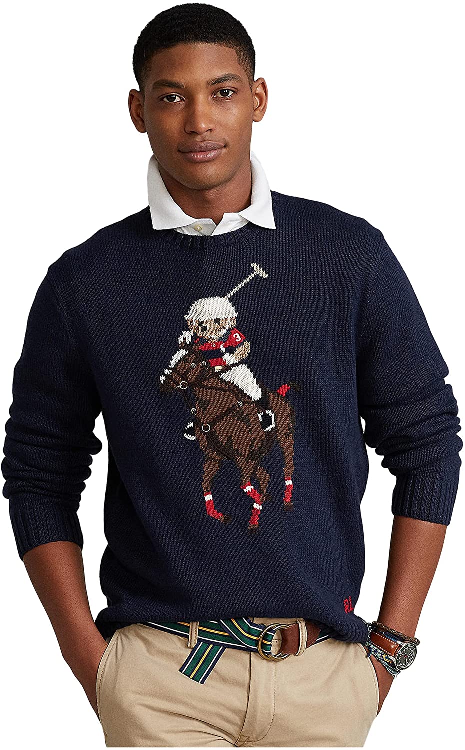 Polo Ralph Lauren Men's Riding Polo Bear Sweater Color Navy Size S – DDT  Boutique