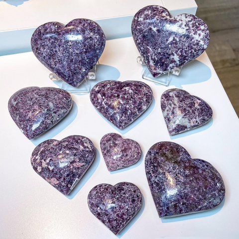 Lepidolite Hearts with Mica