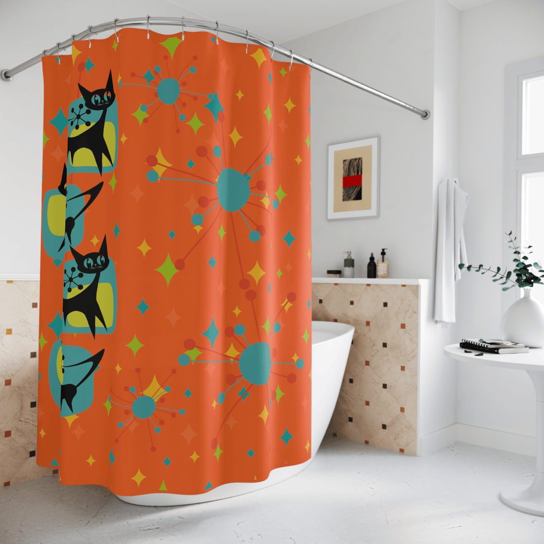 Retro Design Mid-Century Modern Shower Curtain – Folk N Funky