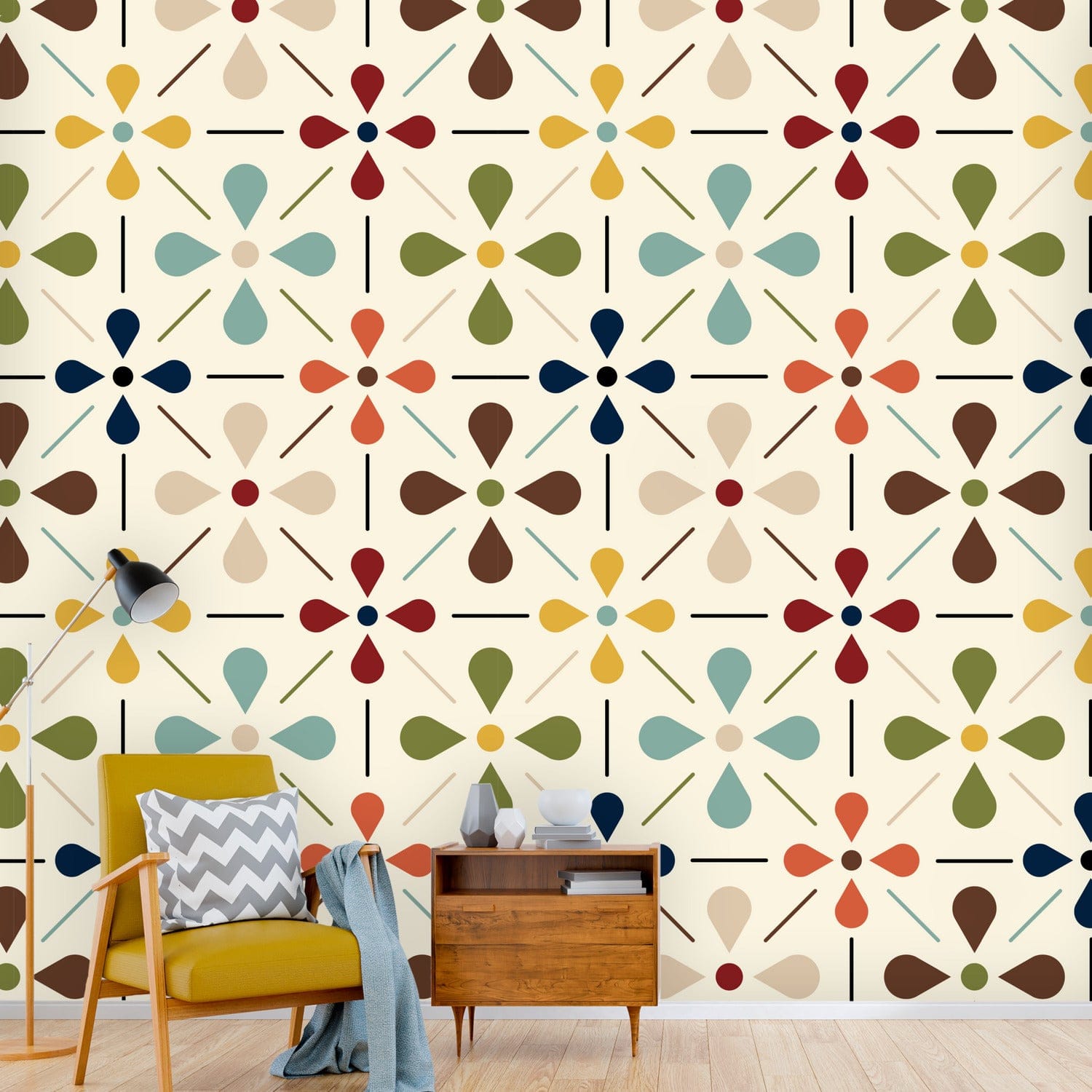 MidCentury Geometric Peel and Stick Wallpaper  Paperbird