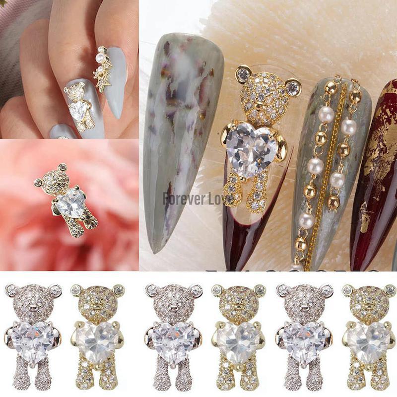 239 2PCS Purple Bear Nail Charm