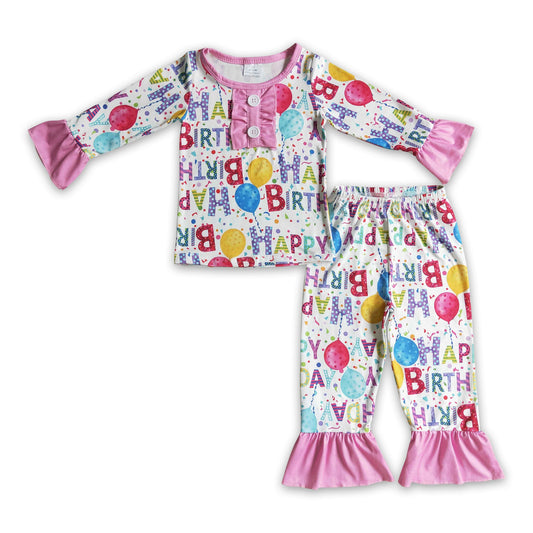 Happy birthday balloon apparel kids boy pajamas – Western kids clothes