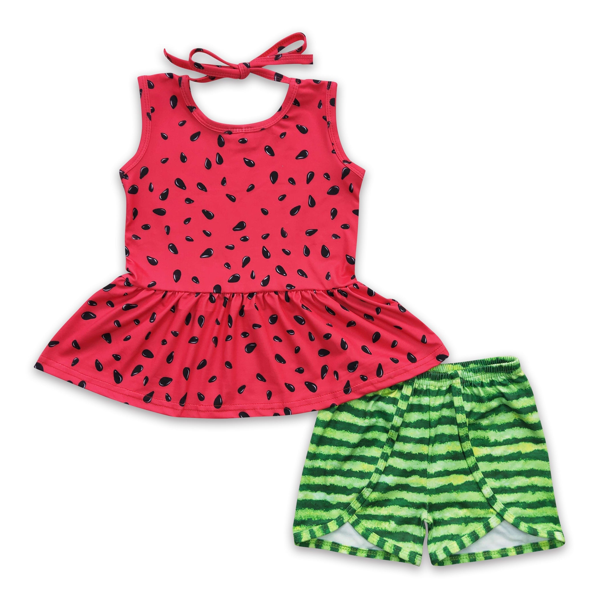 Sleeveless peplum shorts watermelon kids girls clothes – Yawoo Garments