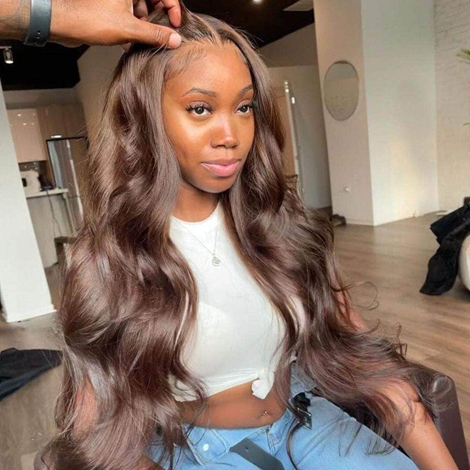 Ombre Warm Chocolate Brown Body Wave Lace Frontal Wig – slovehair-shop
