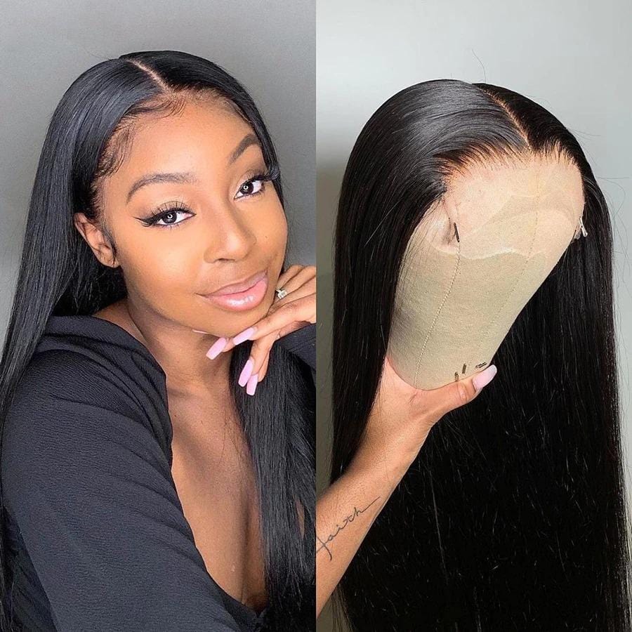 natural black bone straight human hair lace front wigs for women |  slovehair – slovehair-shop