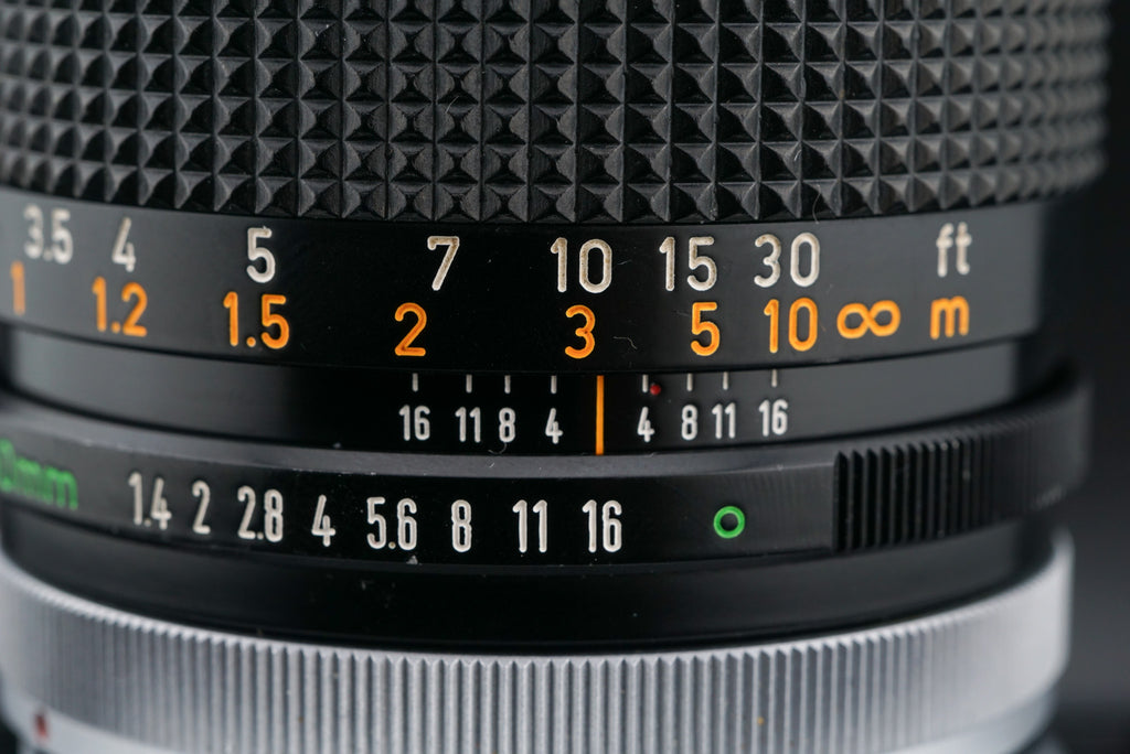 close up of 50mm Canon FD lens