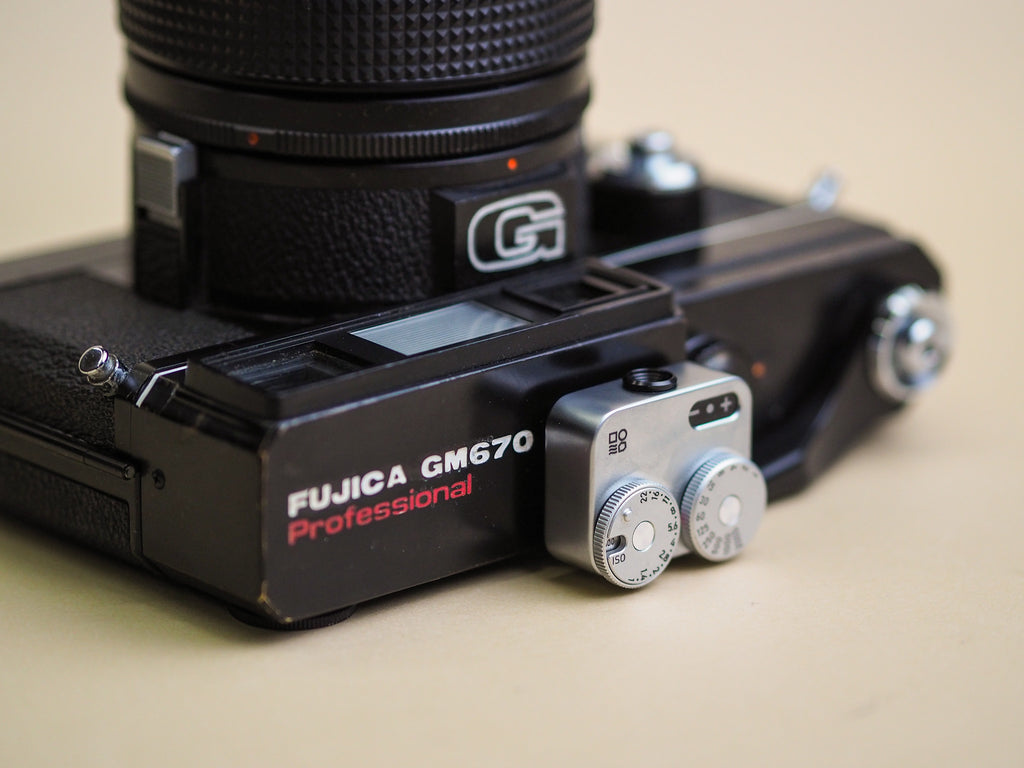 Fujica GM670 Camera laying on it's back