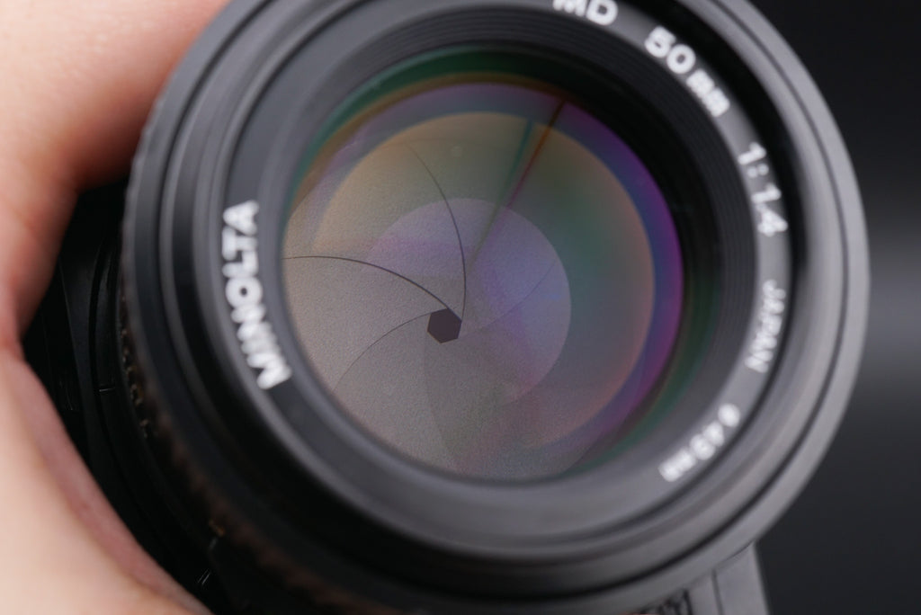close-up of a Minolta MD lens