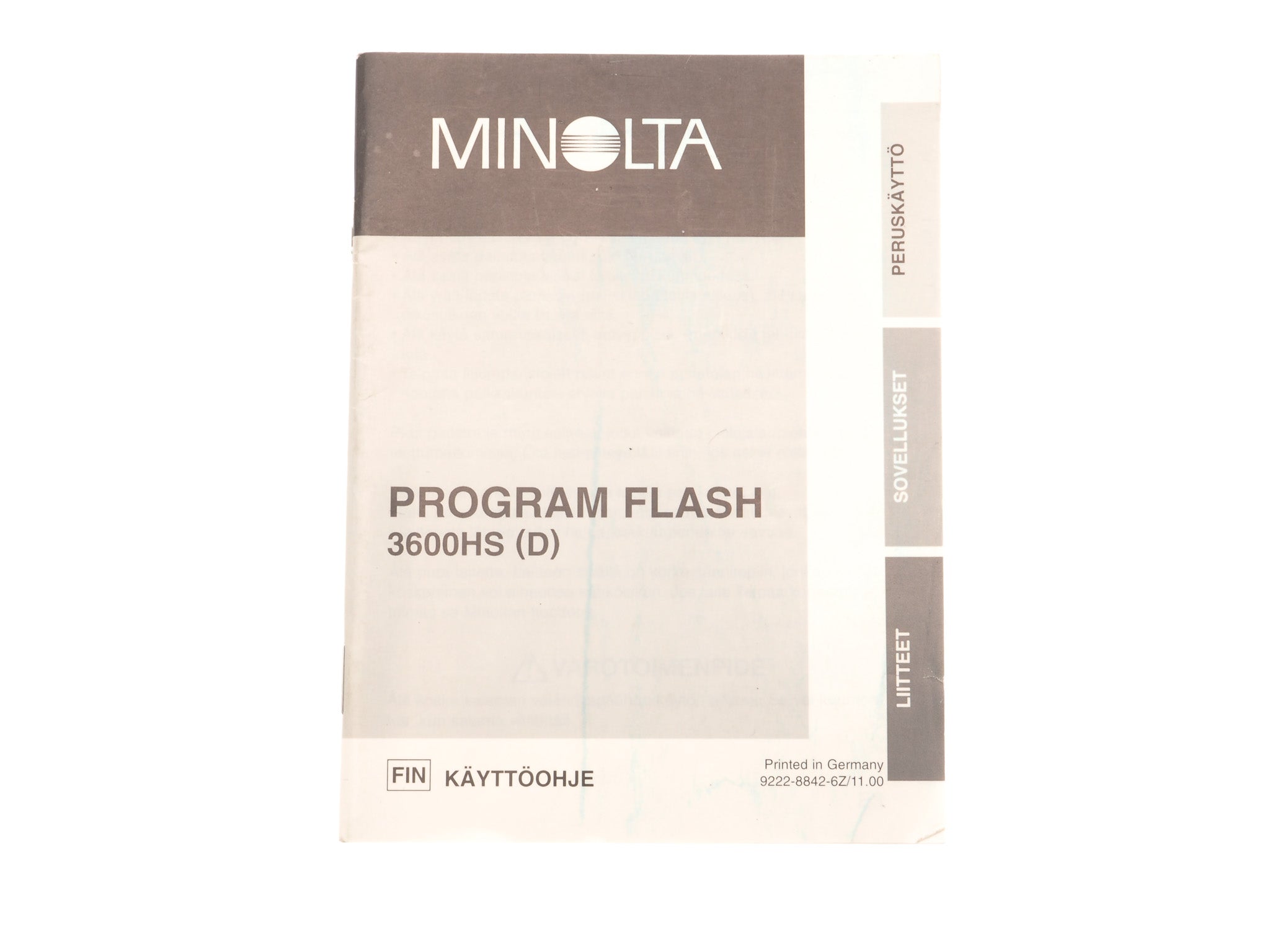 Minolta Program Flash 3600HS (D) Instructions - Accessory