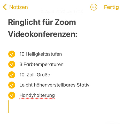 Ringlicht Zoom Videokonferenz Beleuchtung