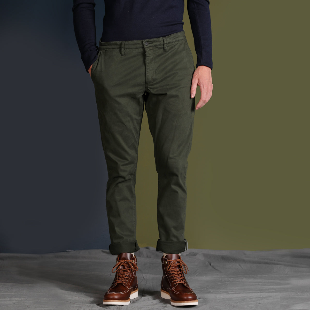 Lamela Dark Green Chinos | Oliver Sweeney