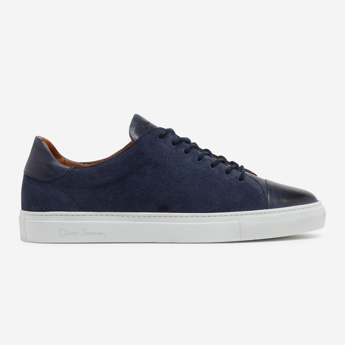 Ossos Navy | Men's Leather/Suede Cupsole Trainer | Oliver Sweeney