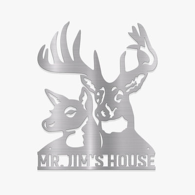 Moose Compared To Deer, Deer Head Custom name Afcultures Metal wall art