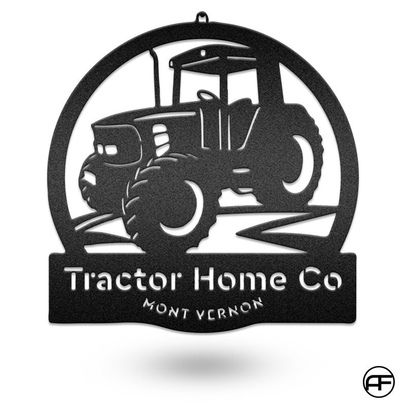 Modern Tractor Monogram Custom welcome farm sign Afcultures Metal wall art decor