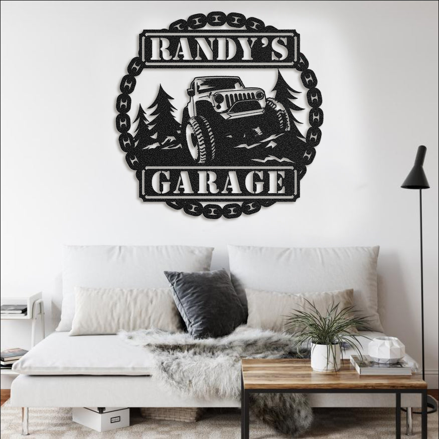Jeep Car Climbing Circle Afcultures Metal Wall Art Living Room Decoration Perfect Gift For Housewarming Gift, Anniversary 