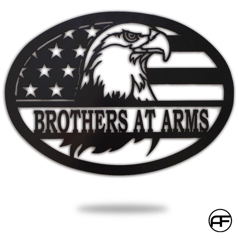 Bald Eagle Brothers At Arms American Flag Metal Cutting Art, Perfect Room Decor For Independence Day