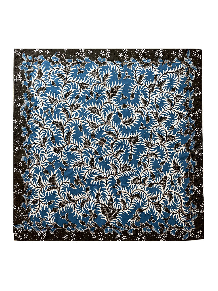 Pecutan : Perennial Flowering Vines | 'Batik Tulis' Scarves | Dark Indigo - The Batik Library  Indonesian product image